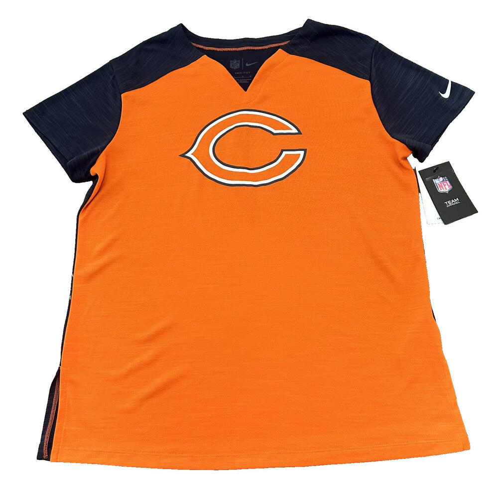 NWT Nike Chicago Bears Short Sleeve V-Neck Dri-Fit Shirt Size Women's Large